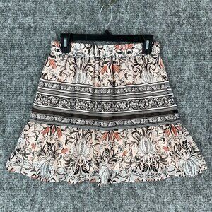 Loft Skirt Womens Small Petite Beige Flare Floral Lined Lightweight Short Mini